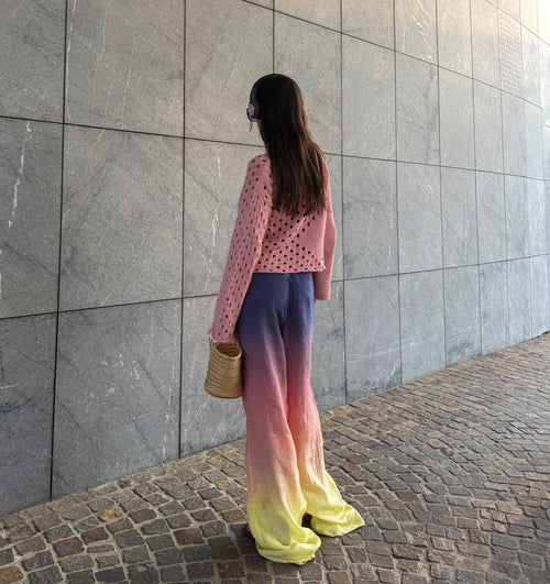 100% linen degradè trousers