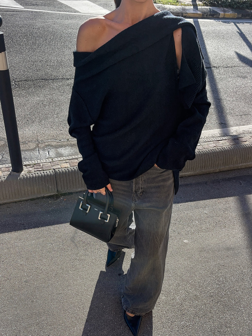 Black wool top