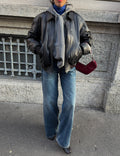 Leather bomber jacket