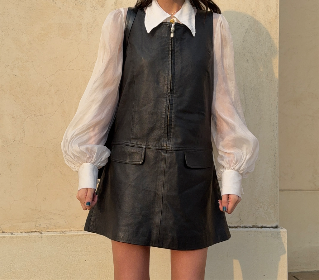 Leather mini dress