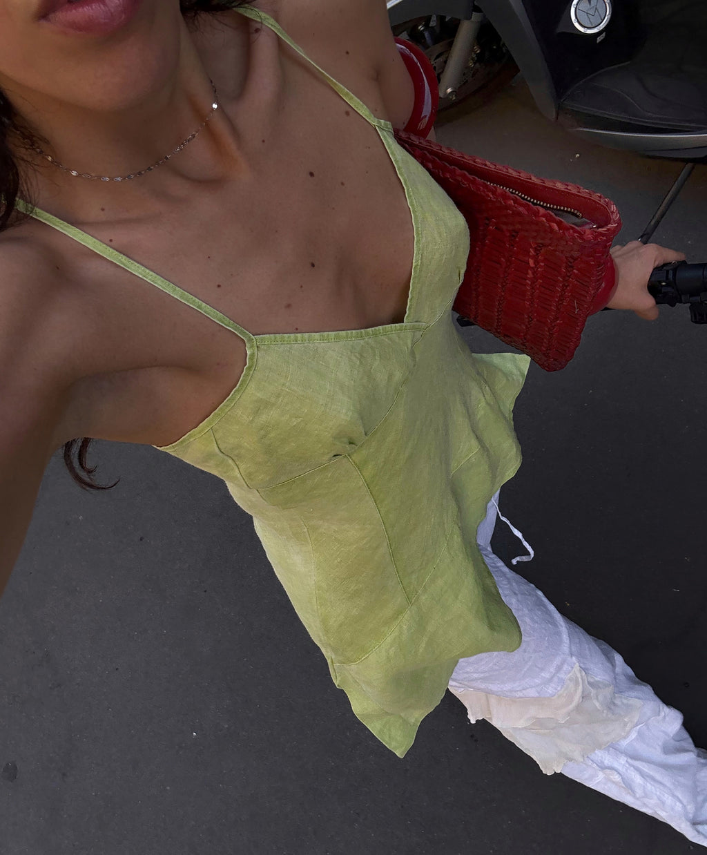 Lime linen top