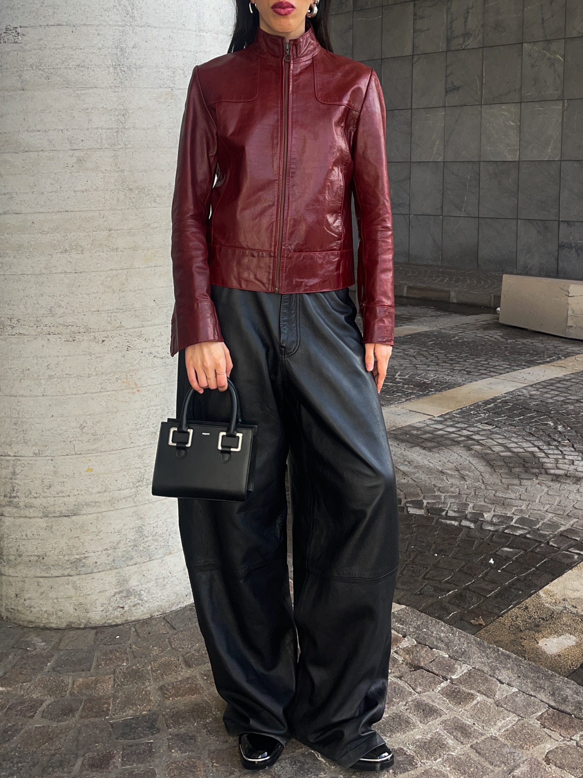 Red leather jacket