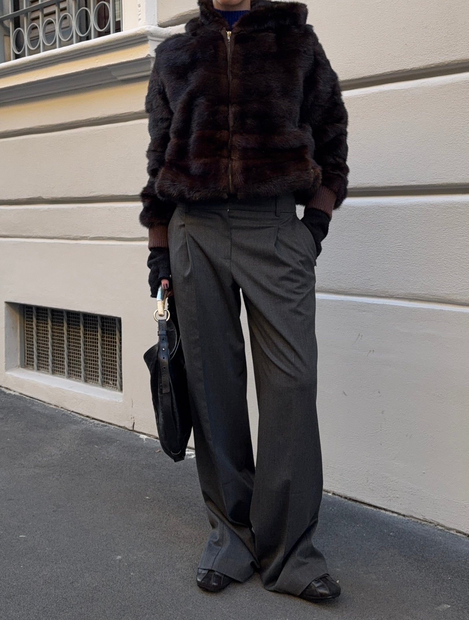 Mink fur brown bomber vintage reworked