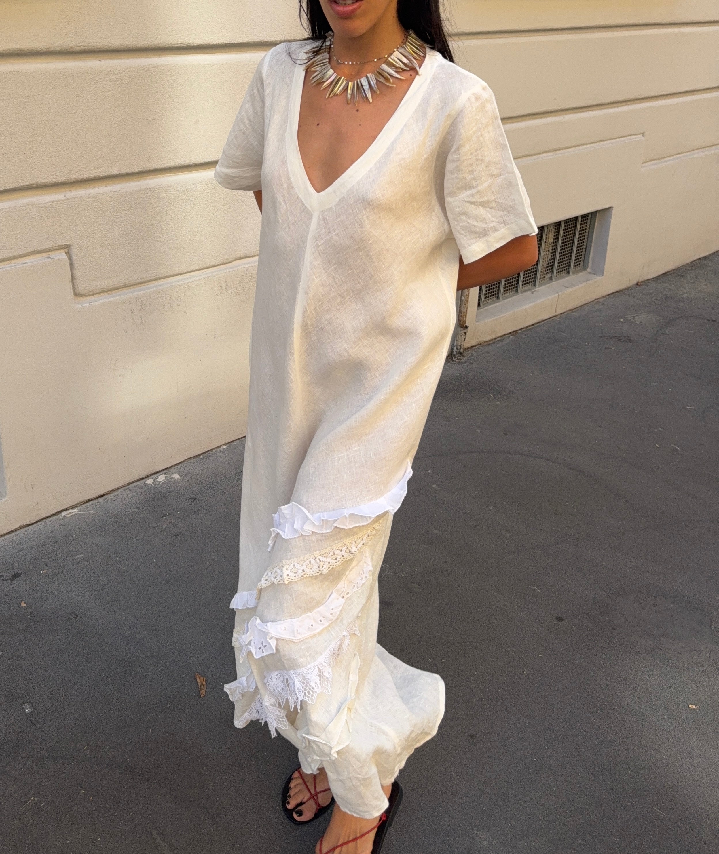 100 linen white dress