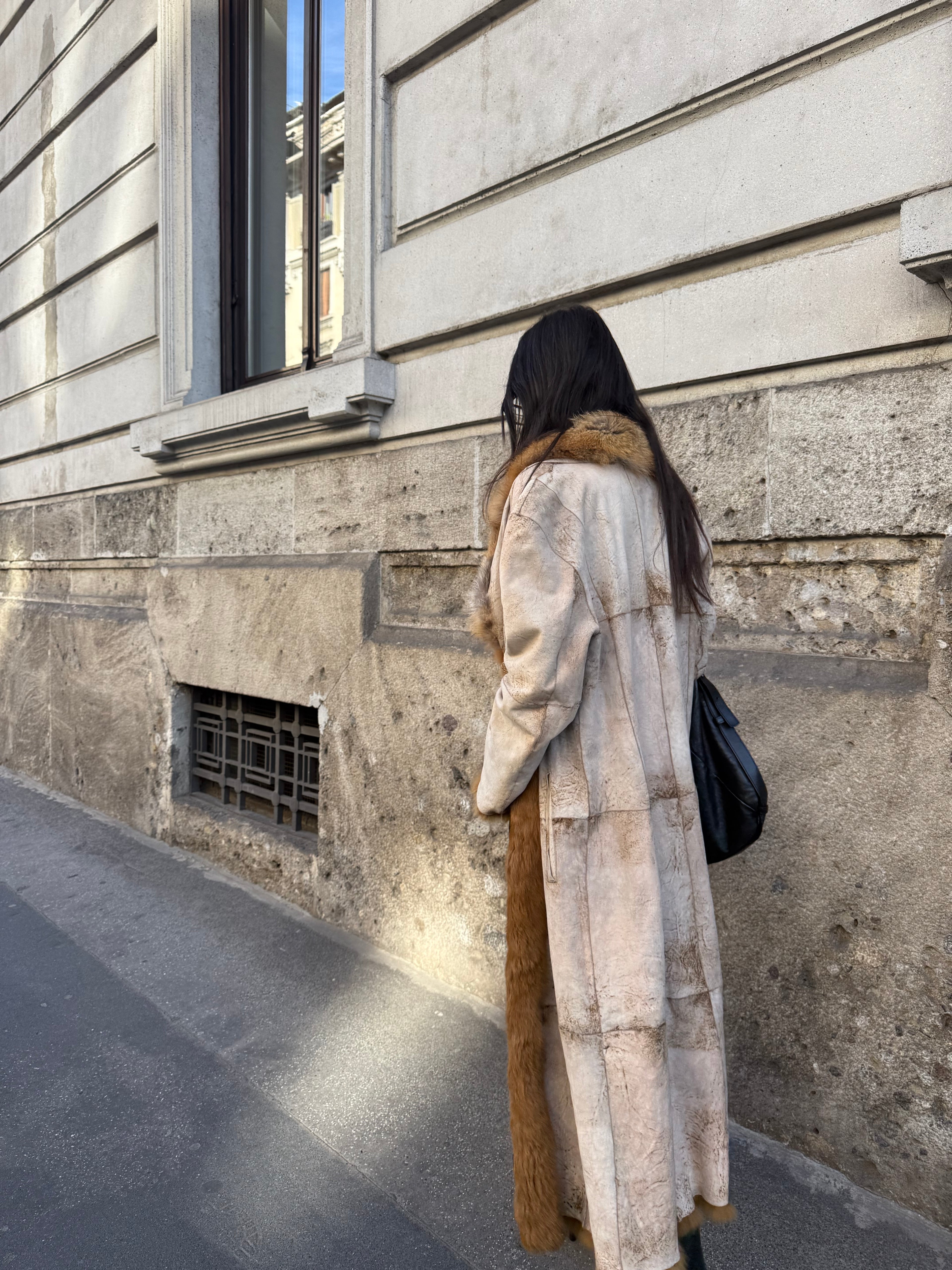 Reversible fur & leather coat