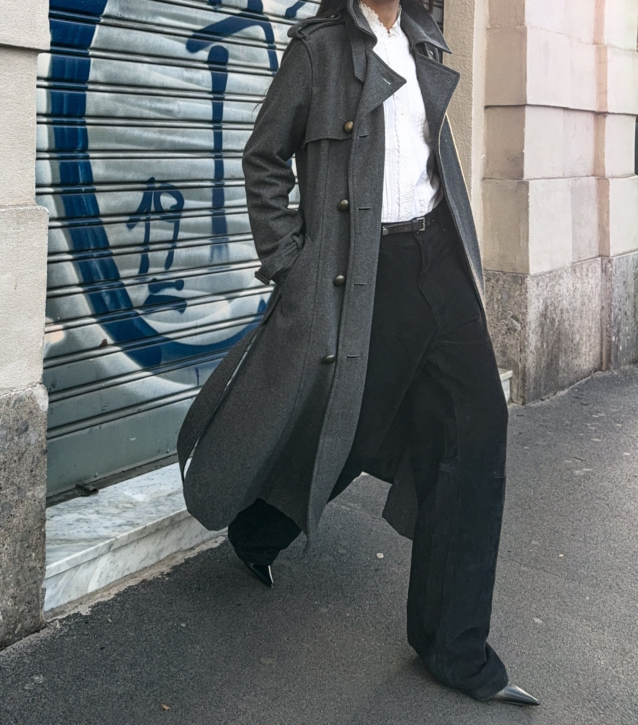 Light wool trench coat
