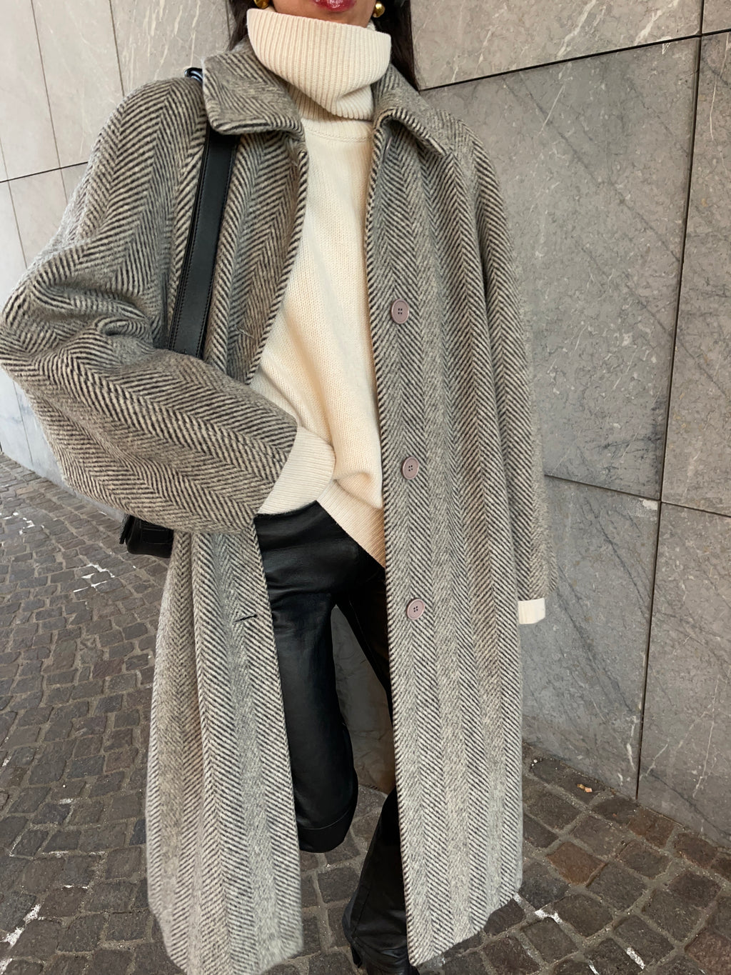 Spigato coat mohair blend