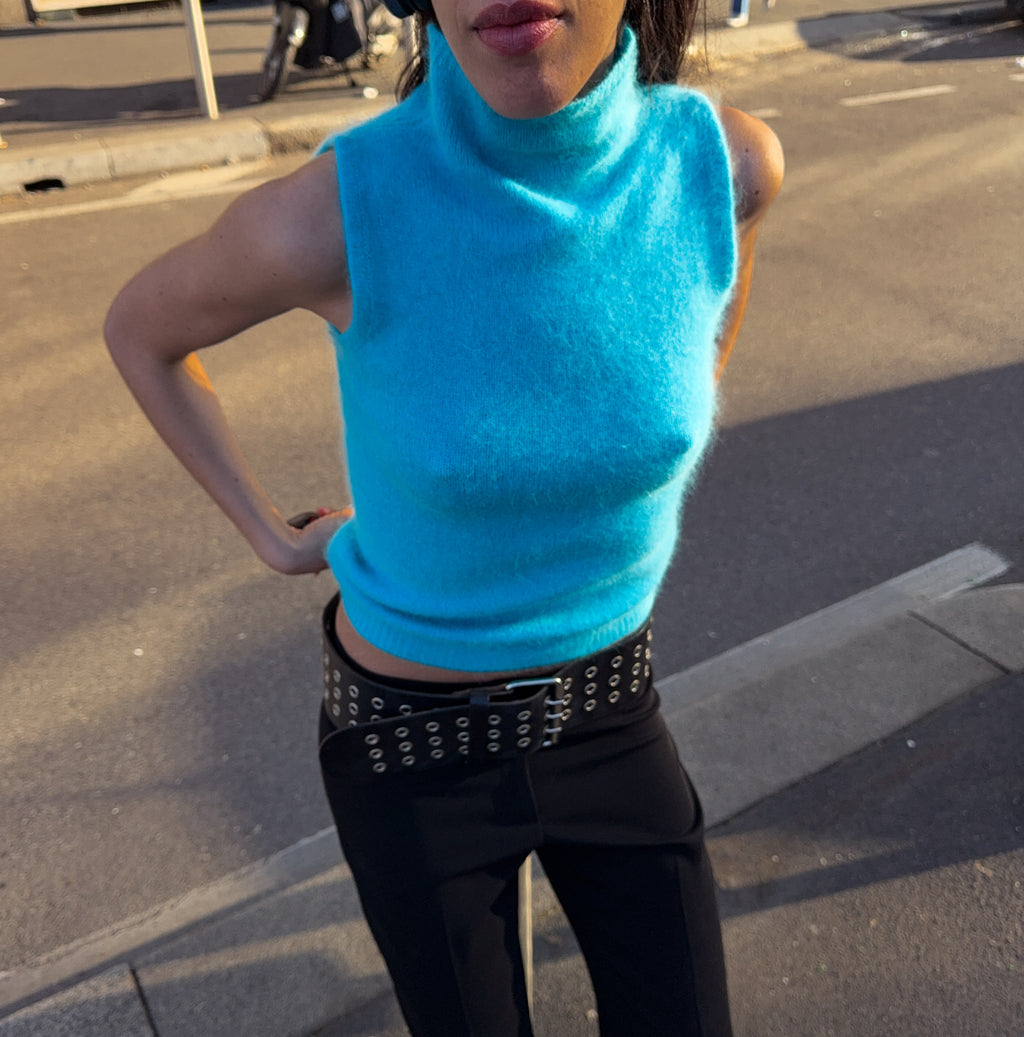 Angora Sky blue top