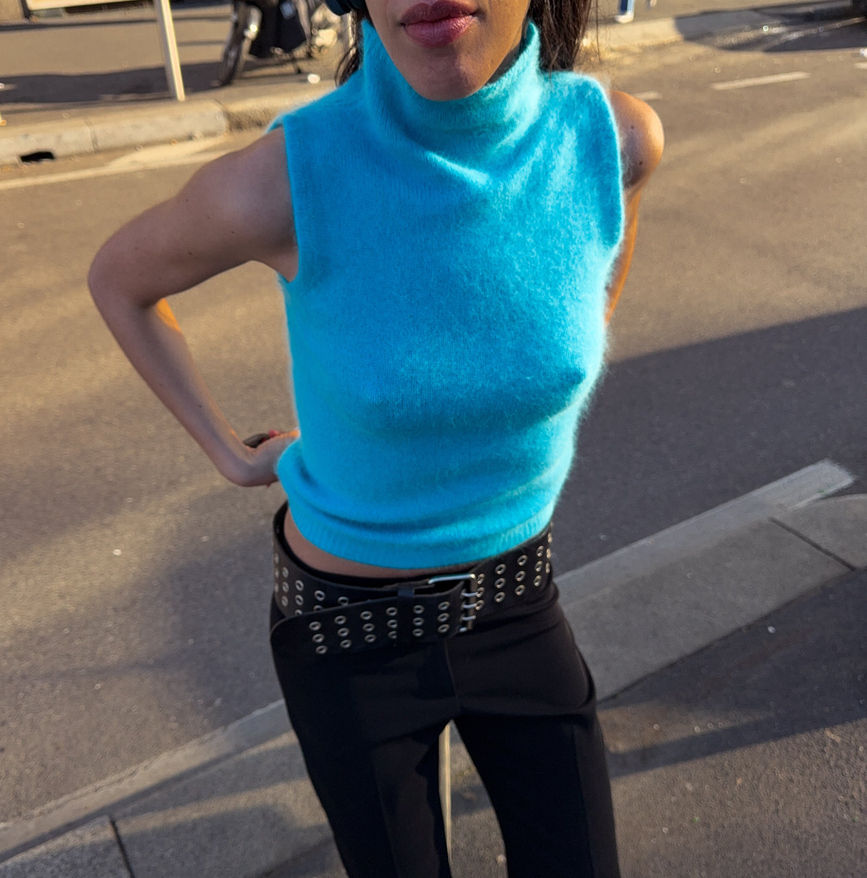 Angora Sky blue top