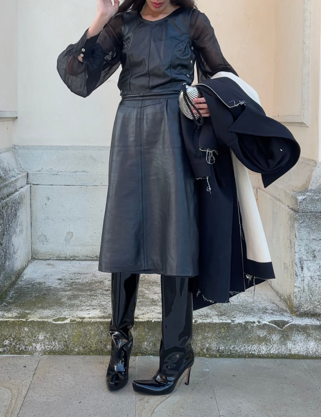 Black leather skirt