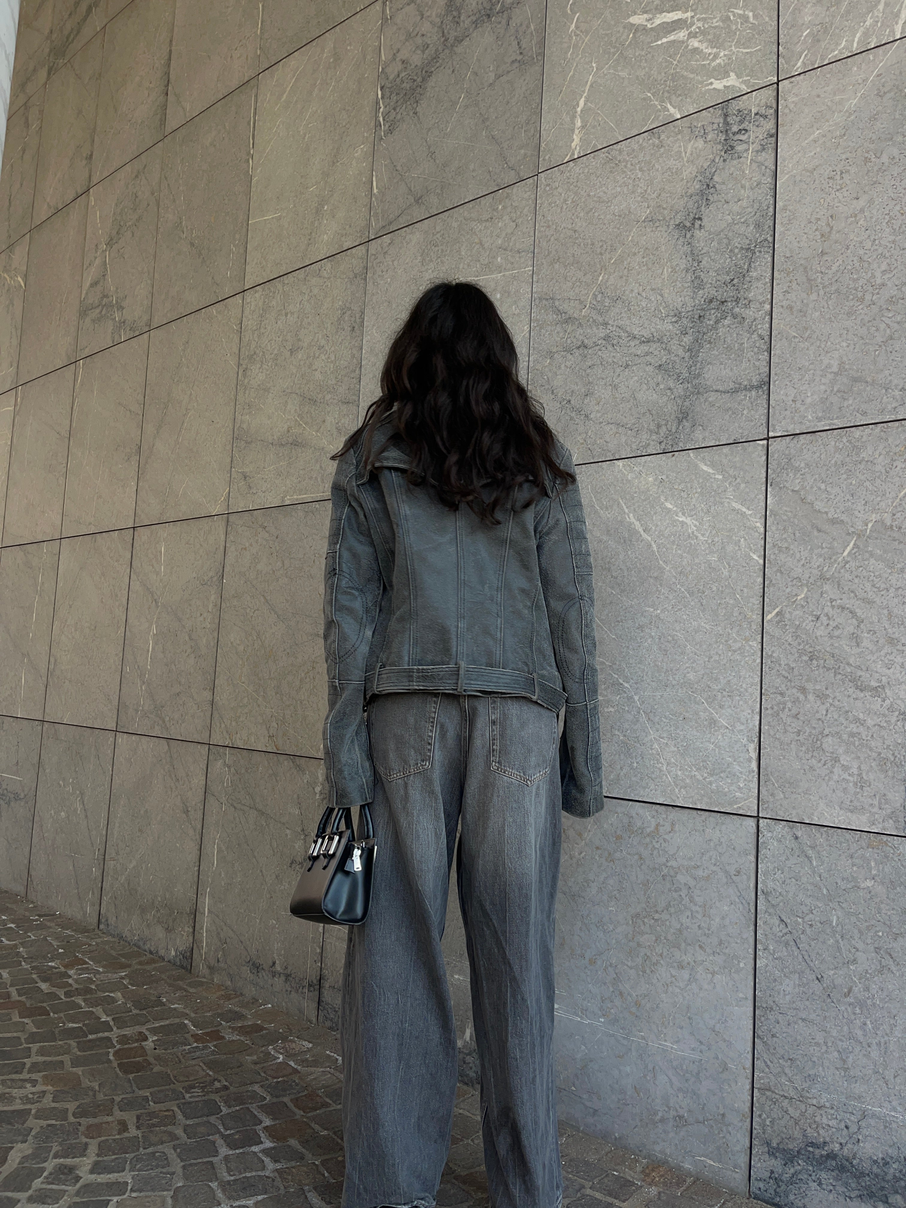 Distressed leather chiodo