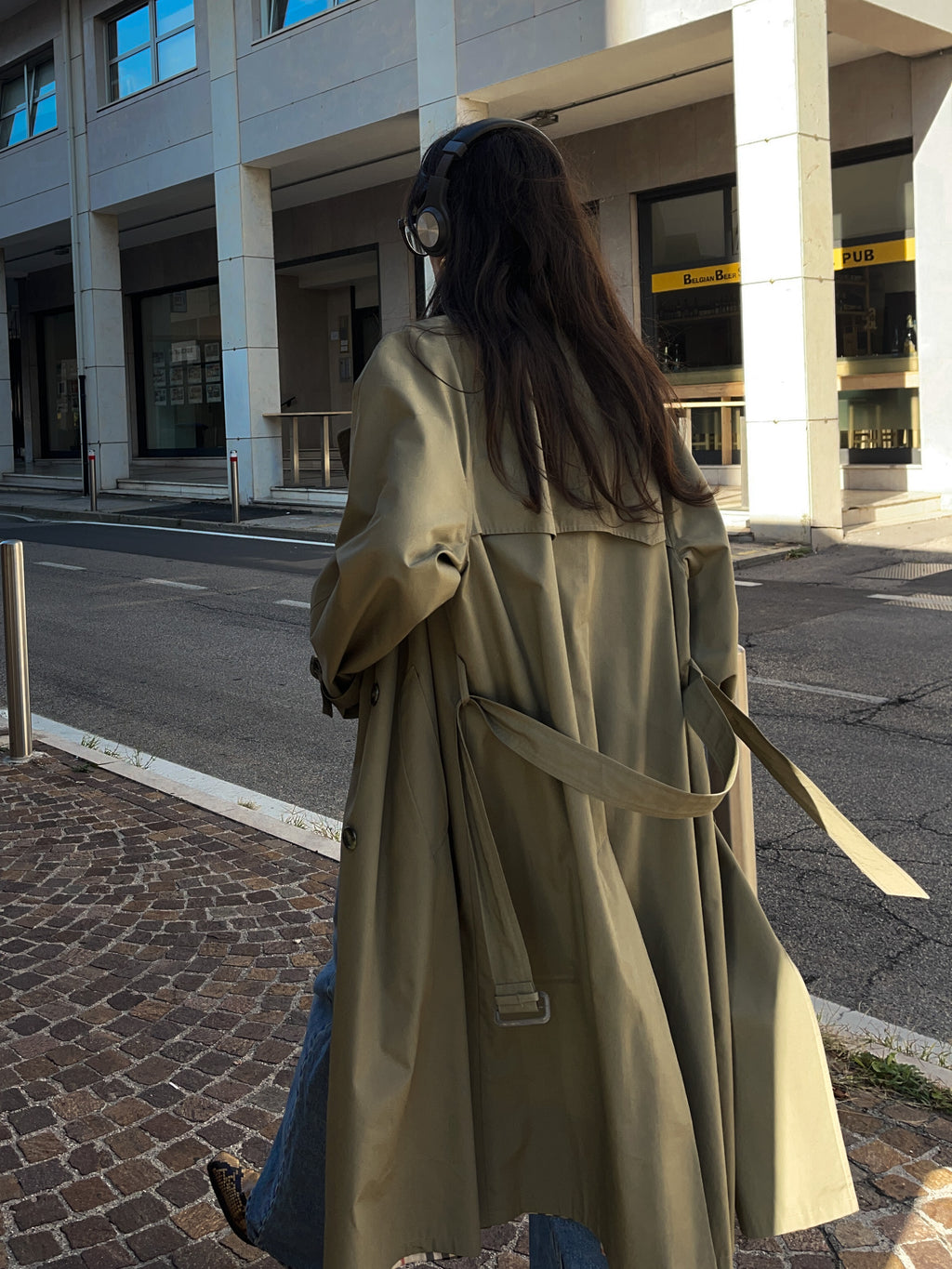 Green trench coat