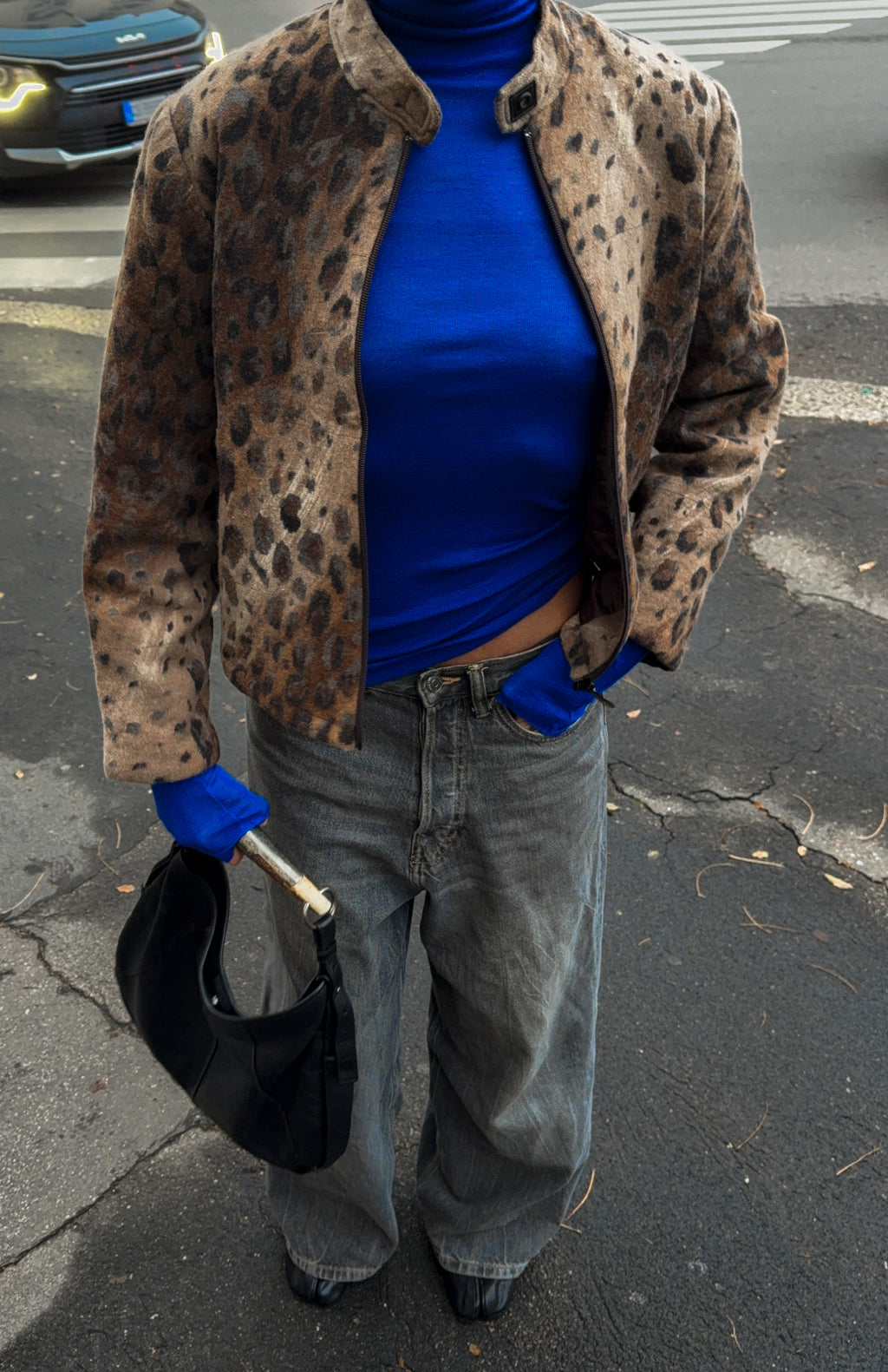Leopard wool jacket