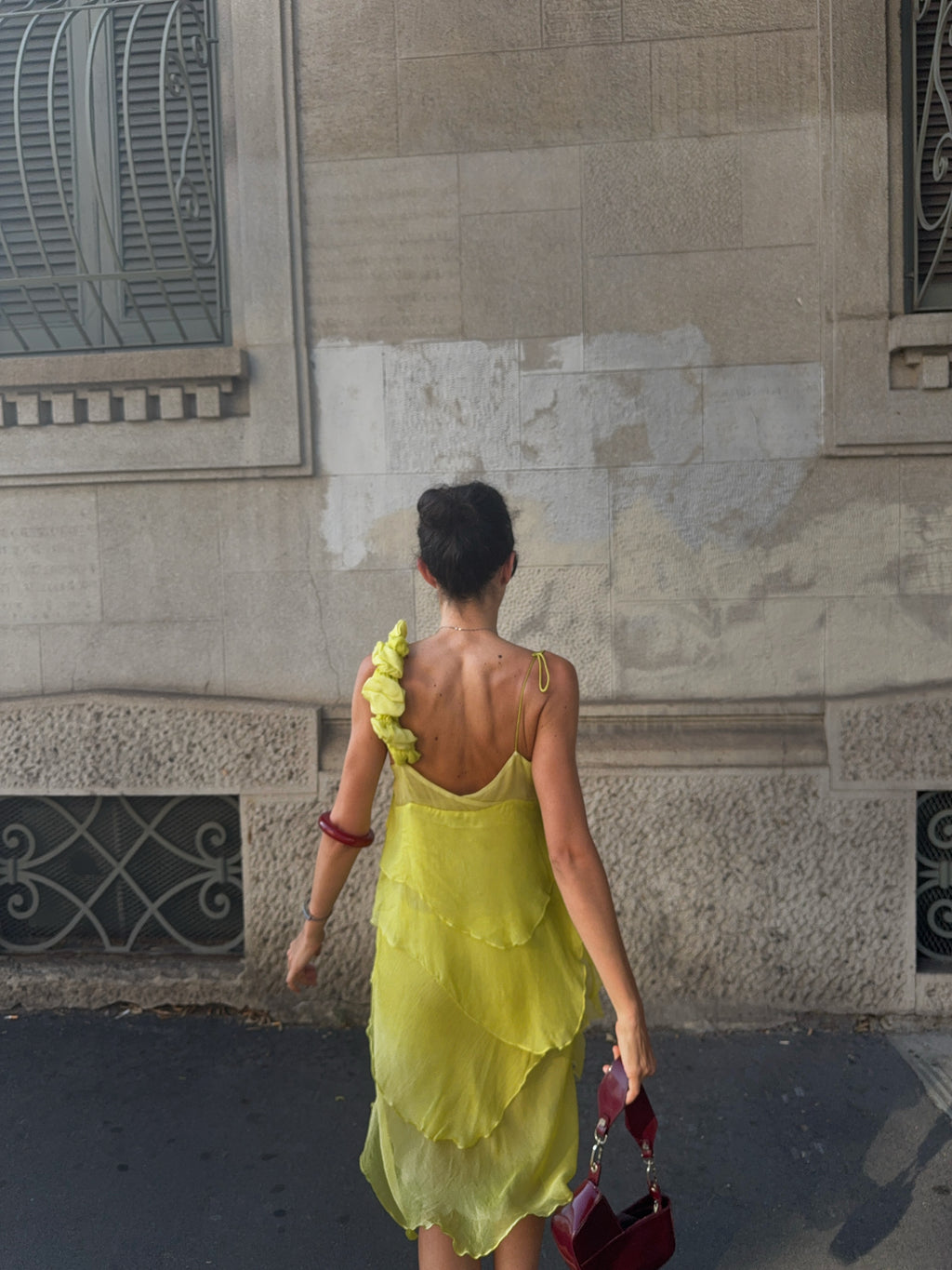 100% silk lime dress