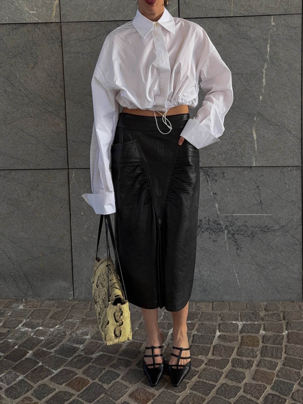 100%Leather nappa skirt