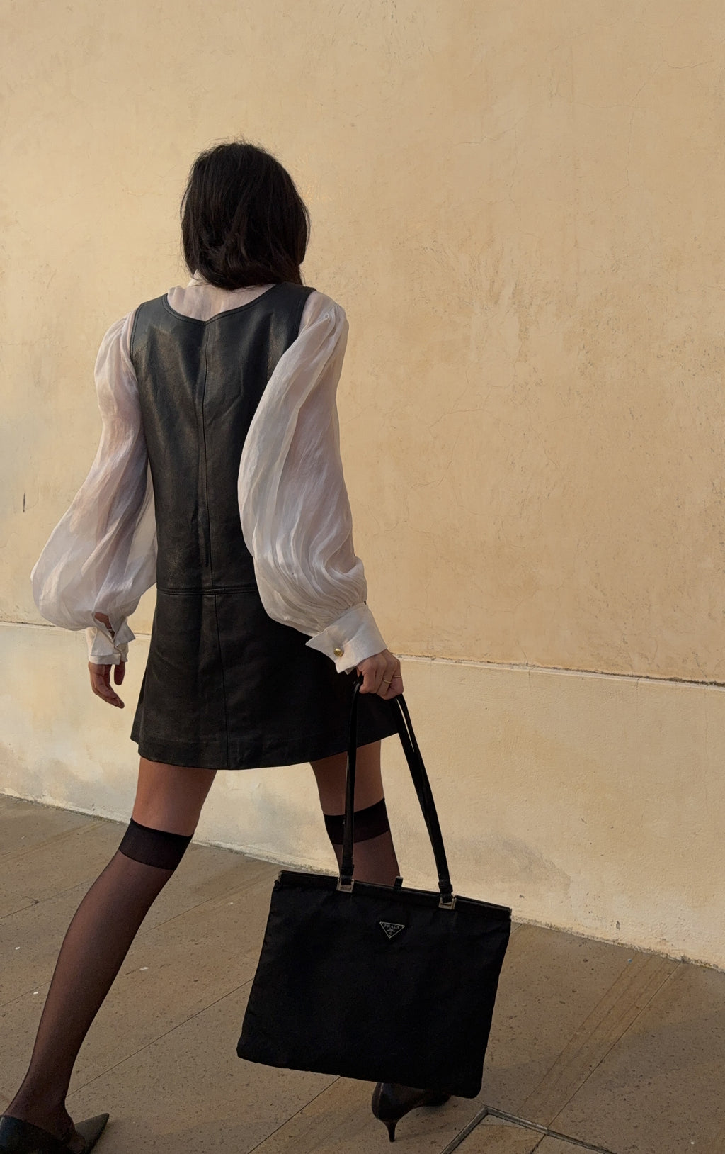 Leather mini dress