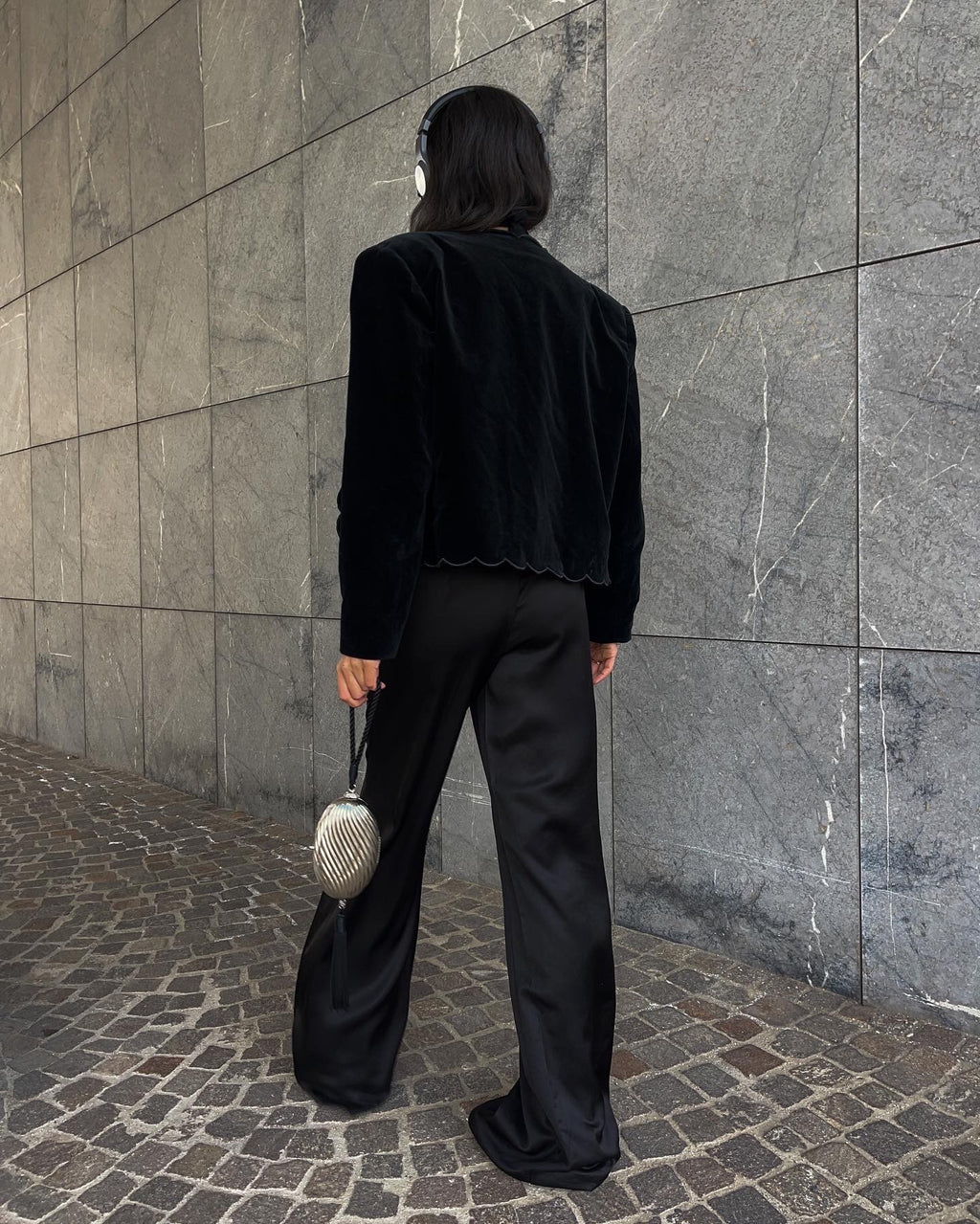 Scalloped velvet jacket