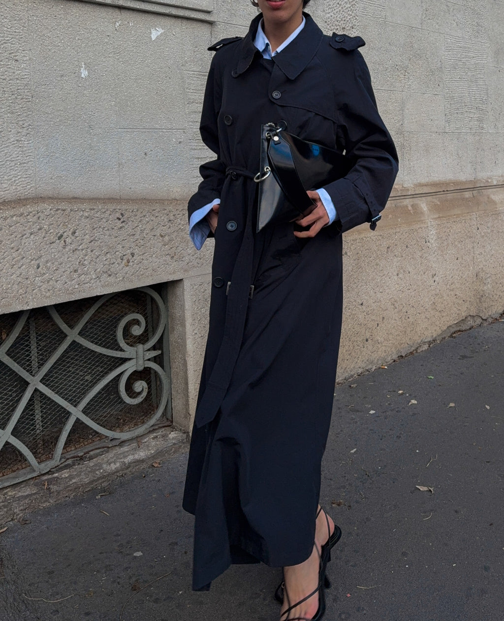 Blue long Trench coat