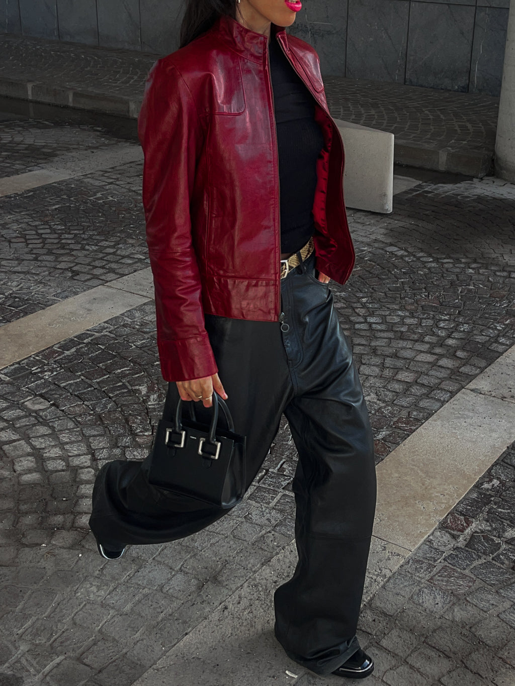 Red leather jacket