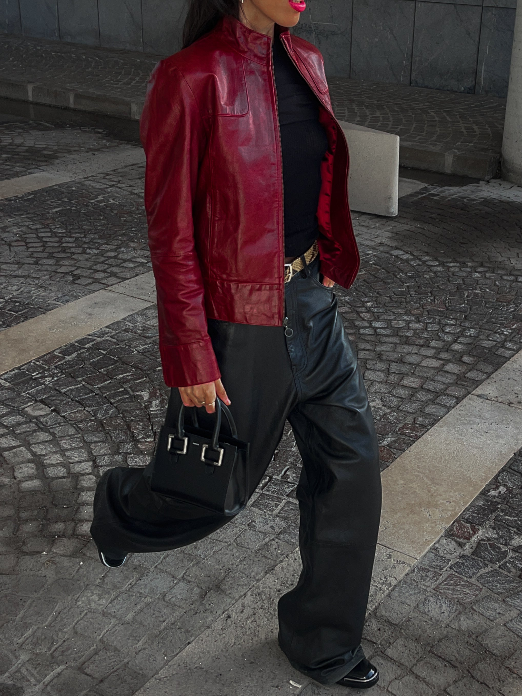 Red leather jacket