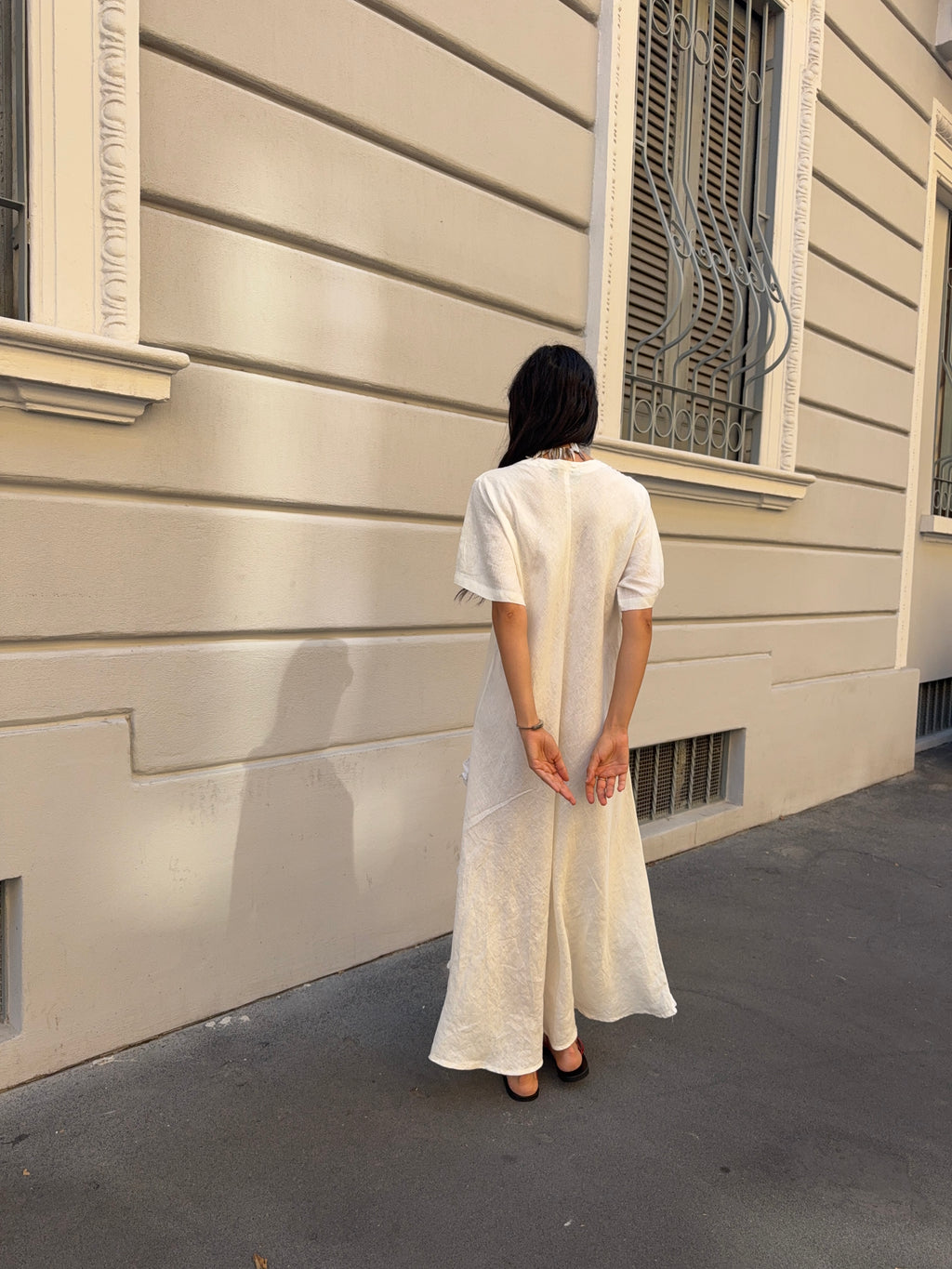 100 linen white dress