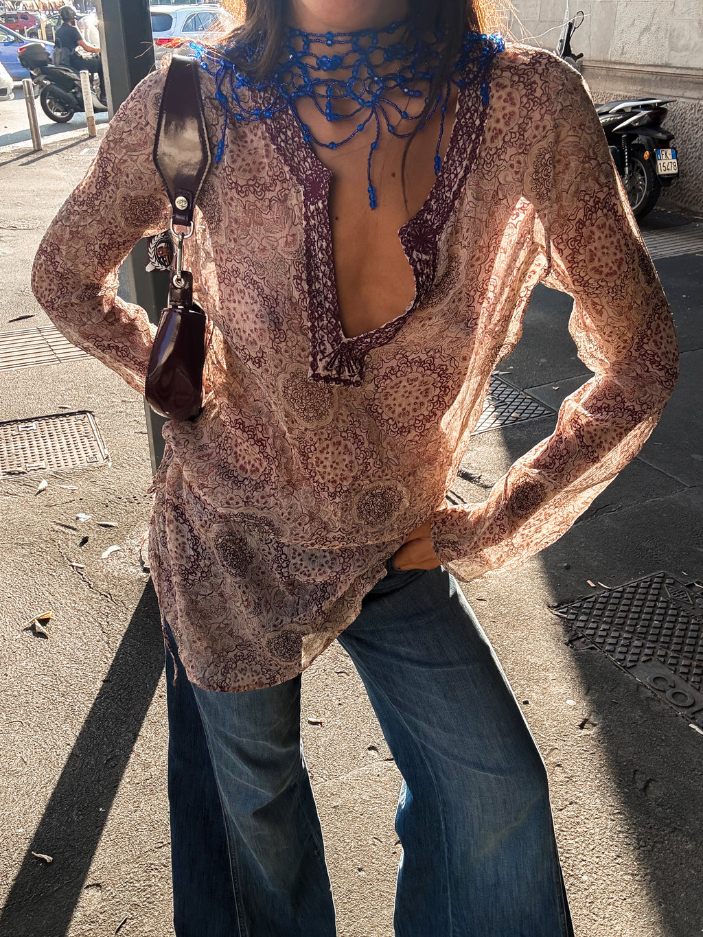 Paisley print silk shirt