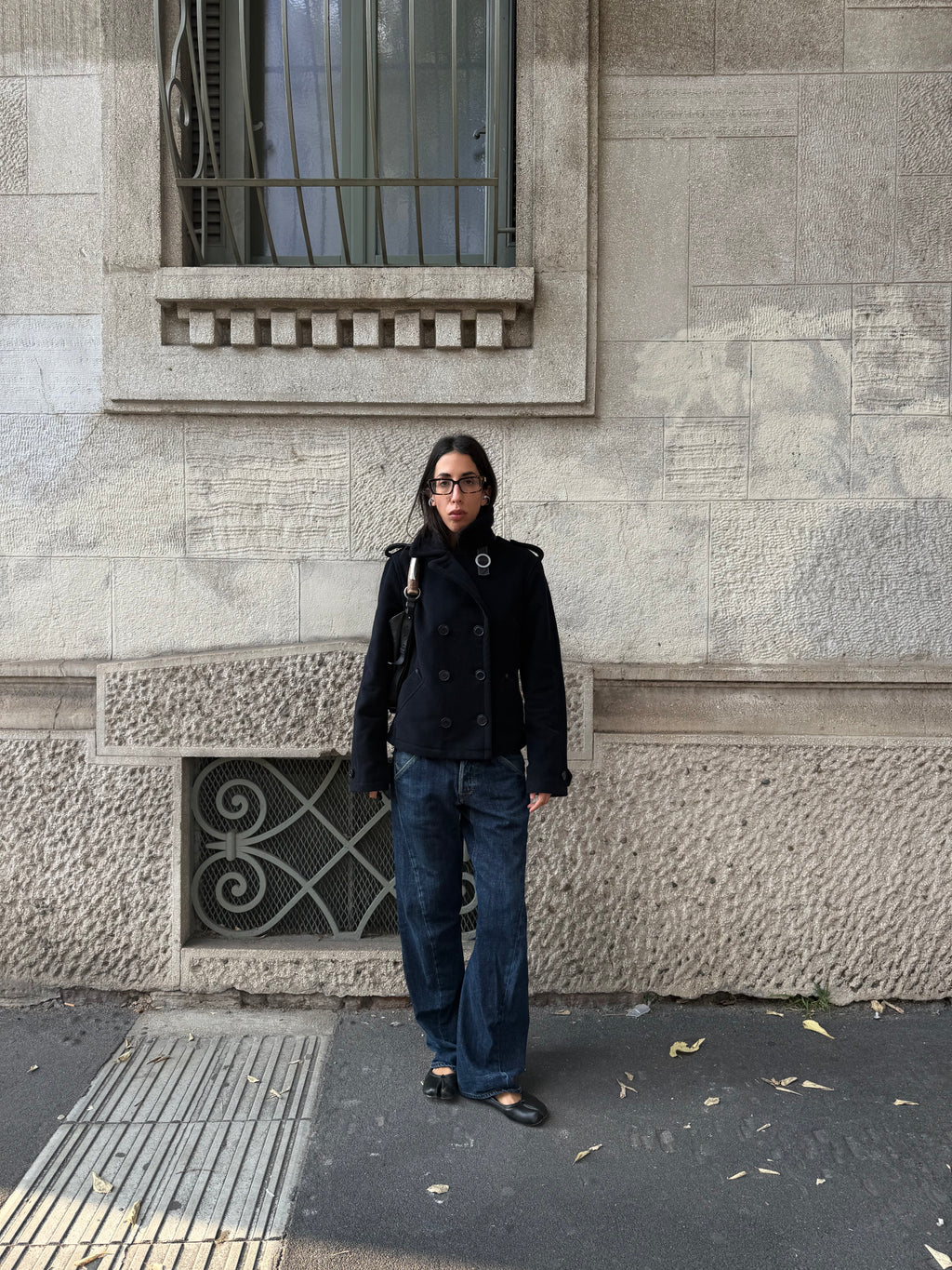 Black wool peacoat