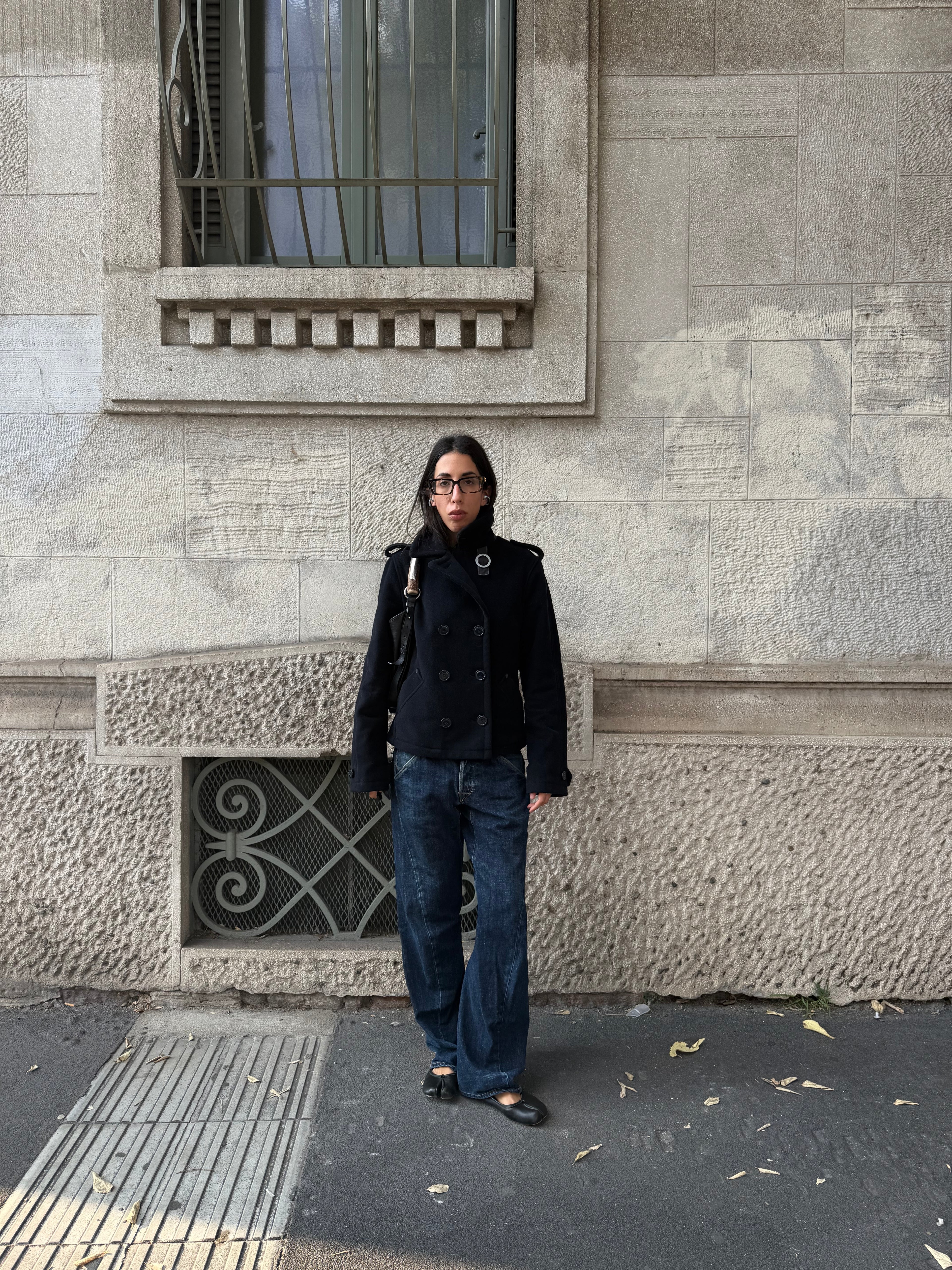 Black wool peacoat