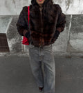 Mink fur brown bomber vintage reworked