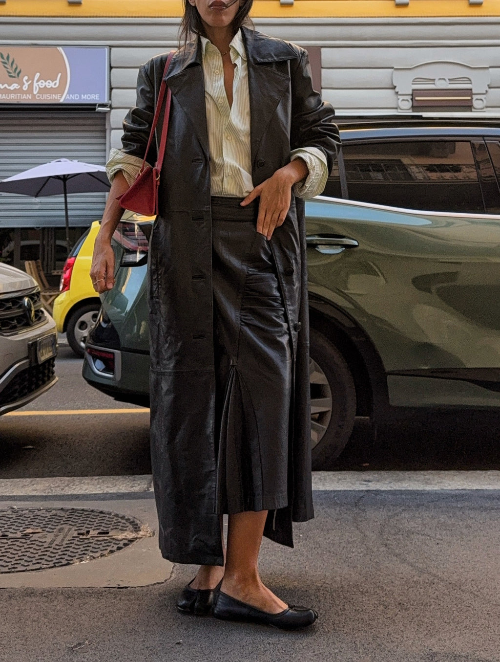 100% leather long coat