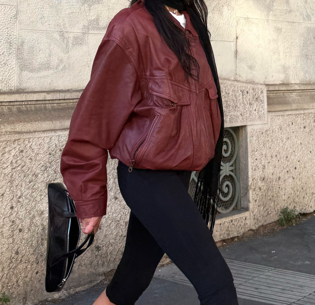 Real leather burgundy jacket