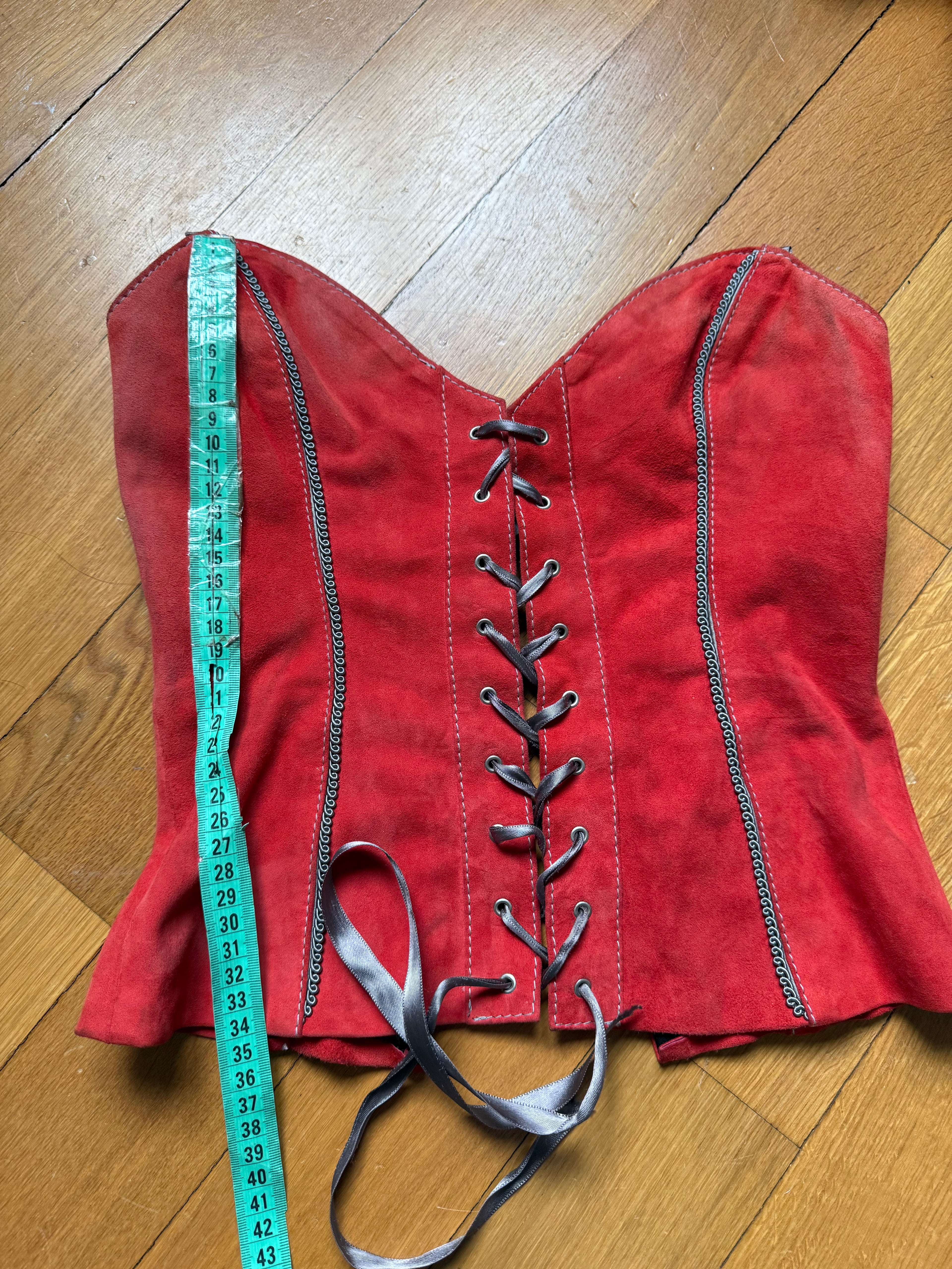 Real leather suede corset
