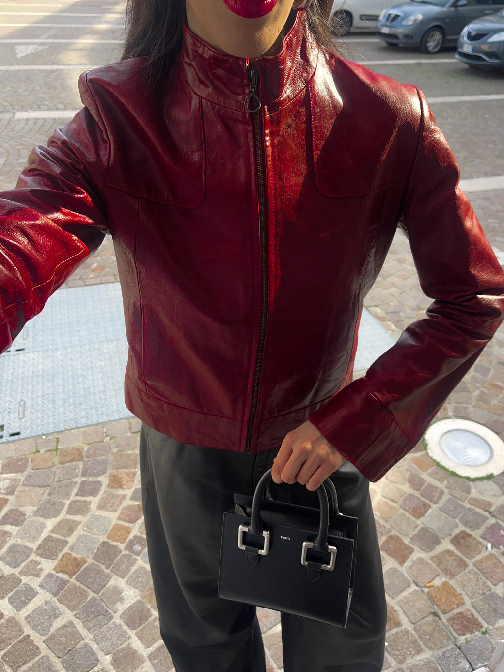 Red leather jacket