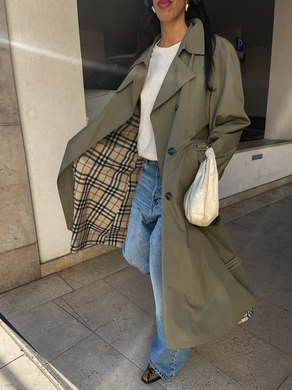 Green trench coat