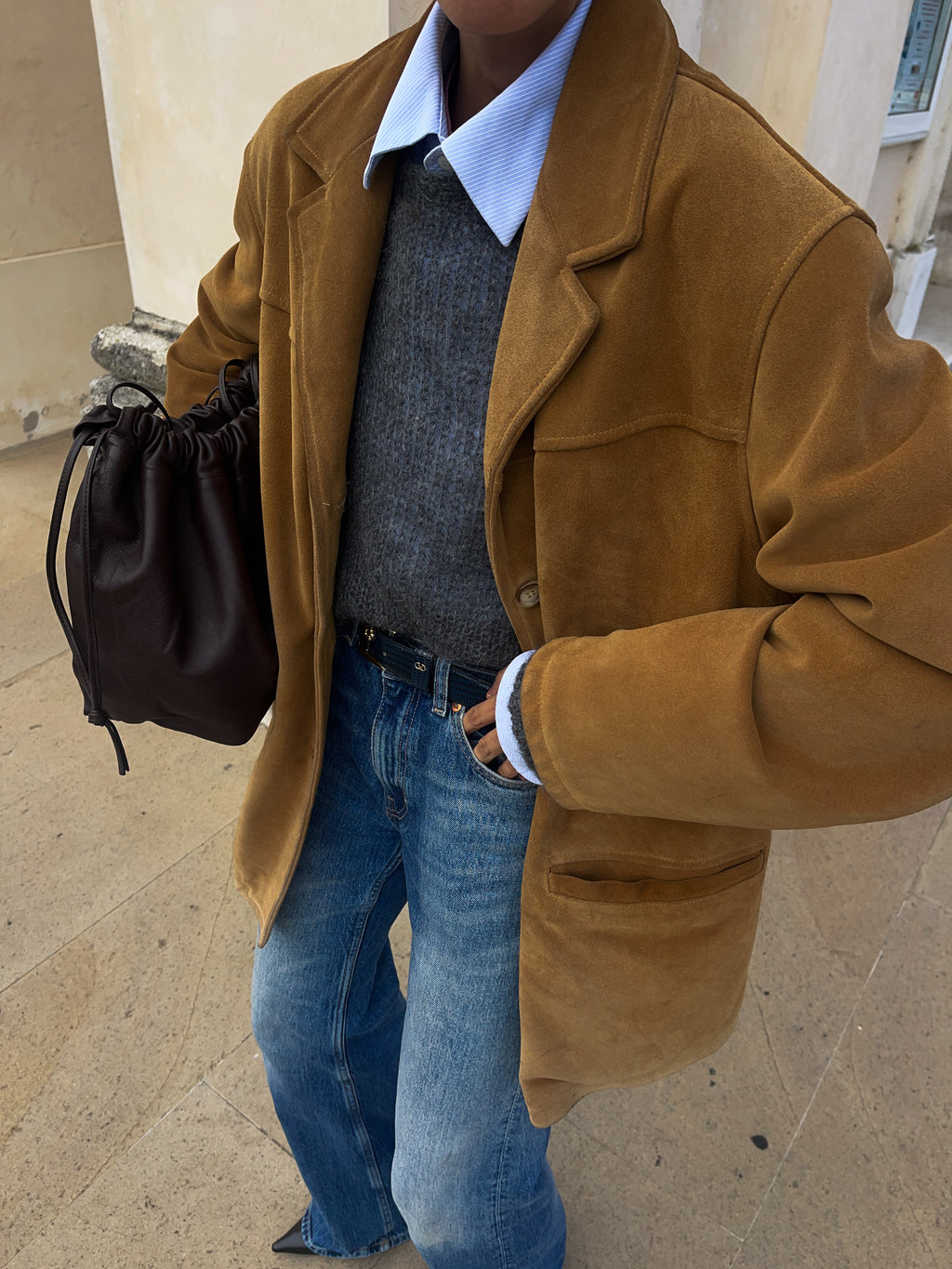 Suede leather jacket