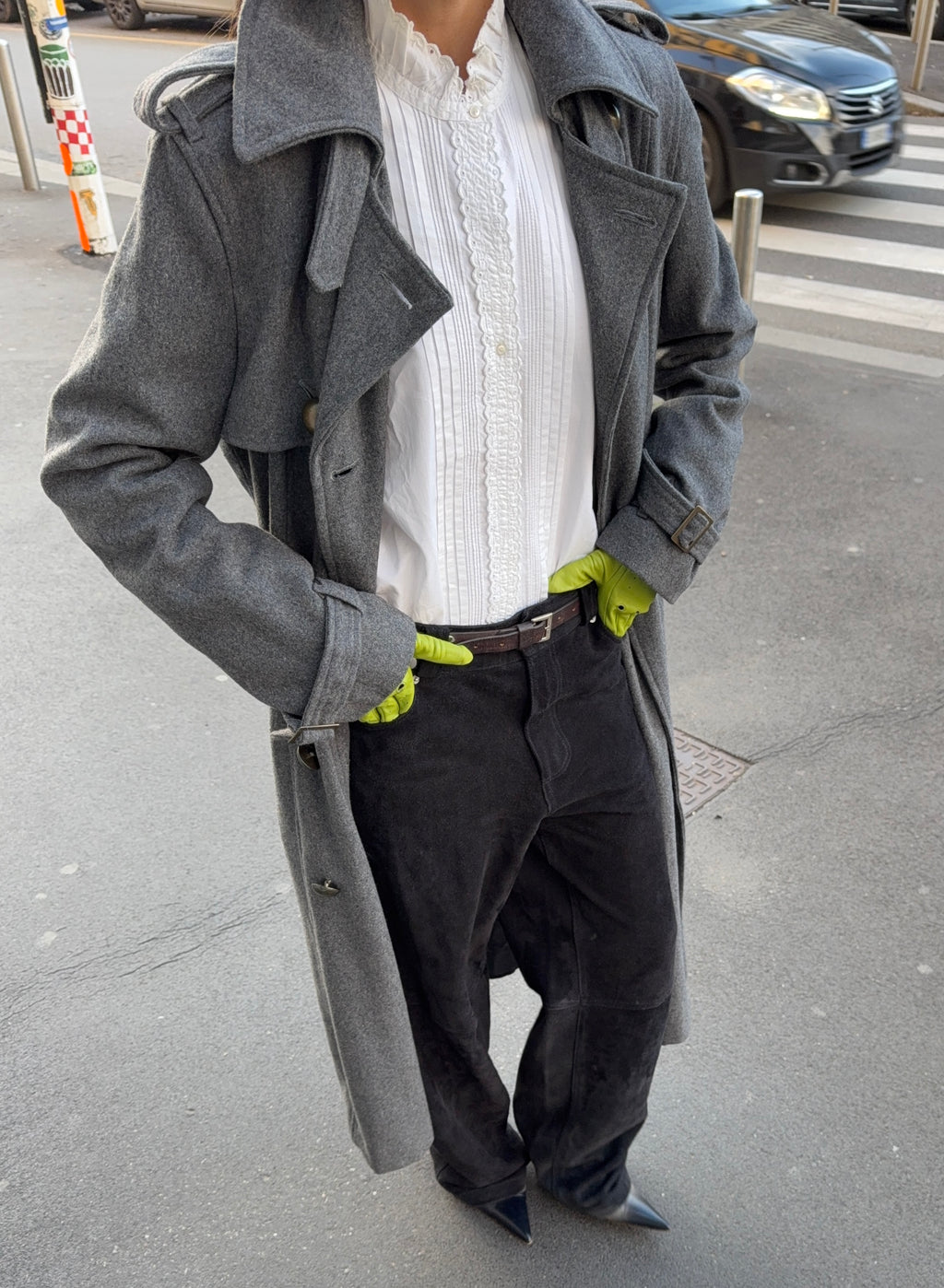 Light wool trench coat