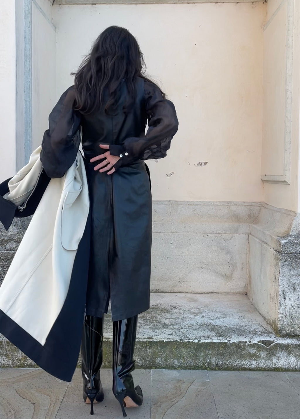 Black leather skirt