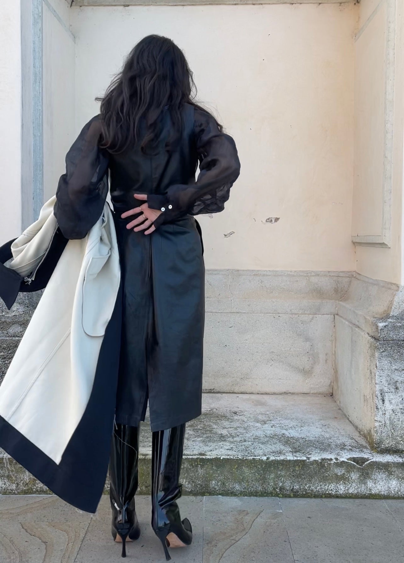 Black leather skirt