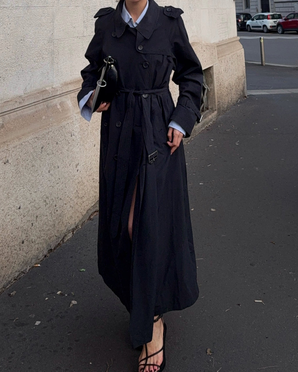 Blue long Trench coat