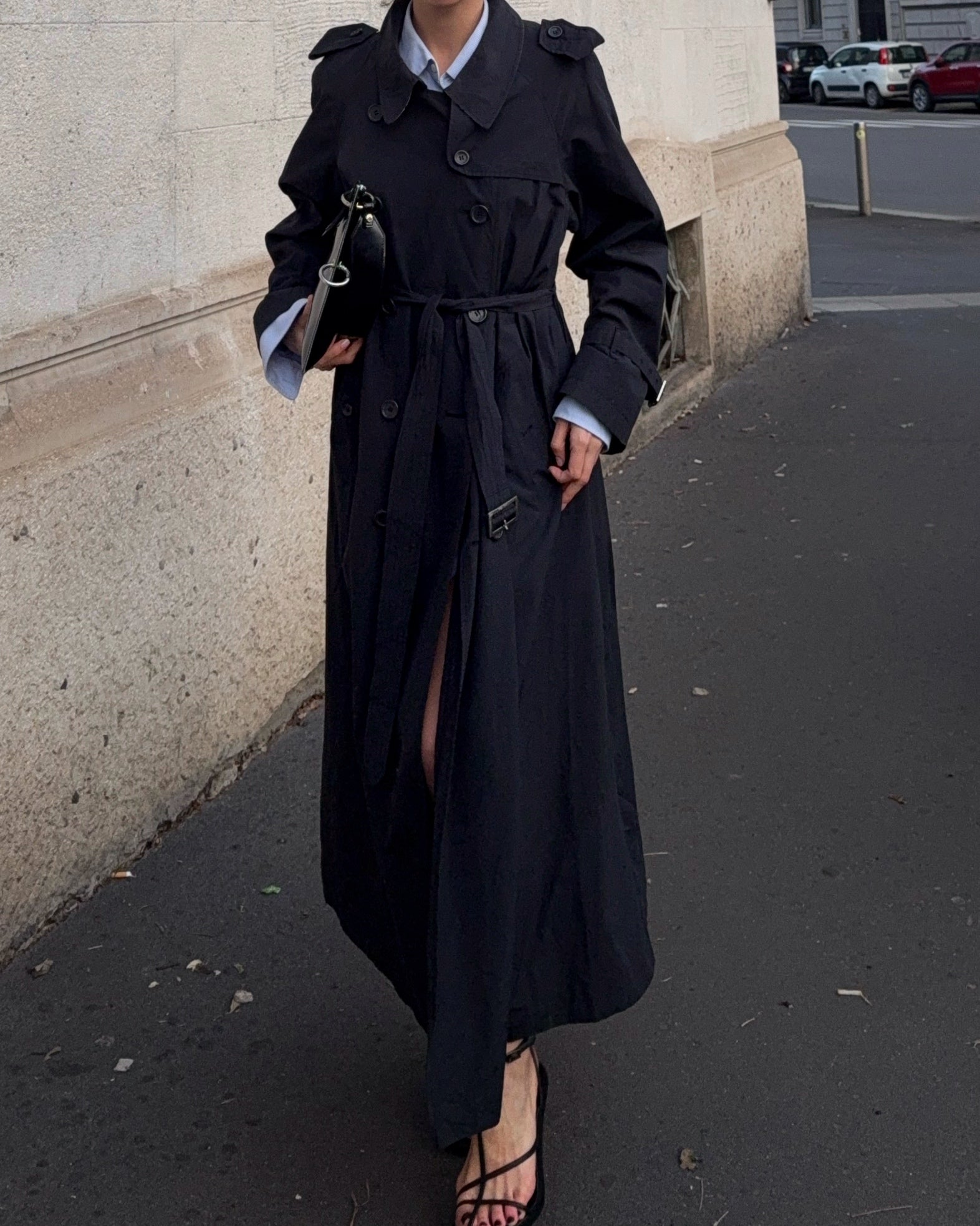 Blue long Trench coat