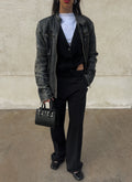 Distressed leather jacket