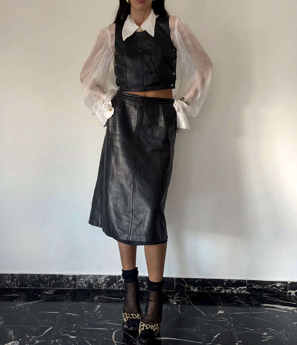 Black leather skirt