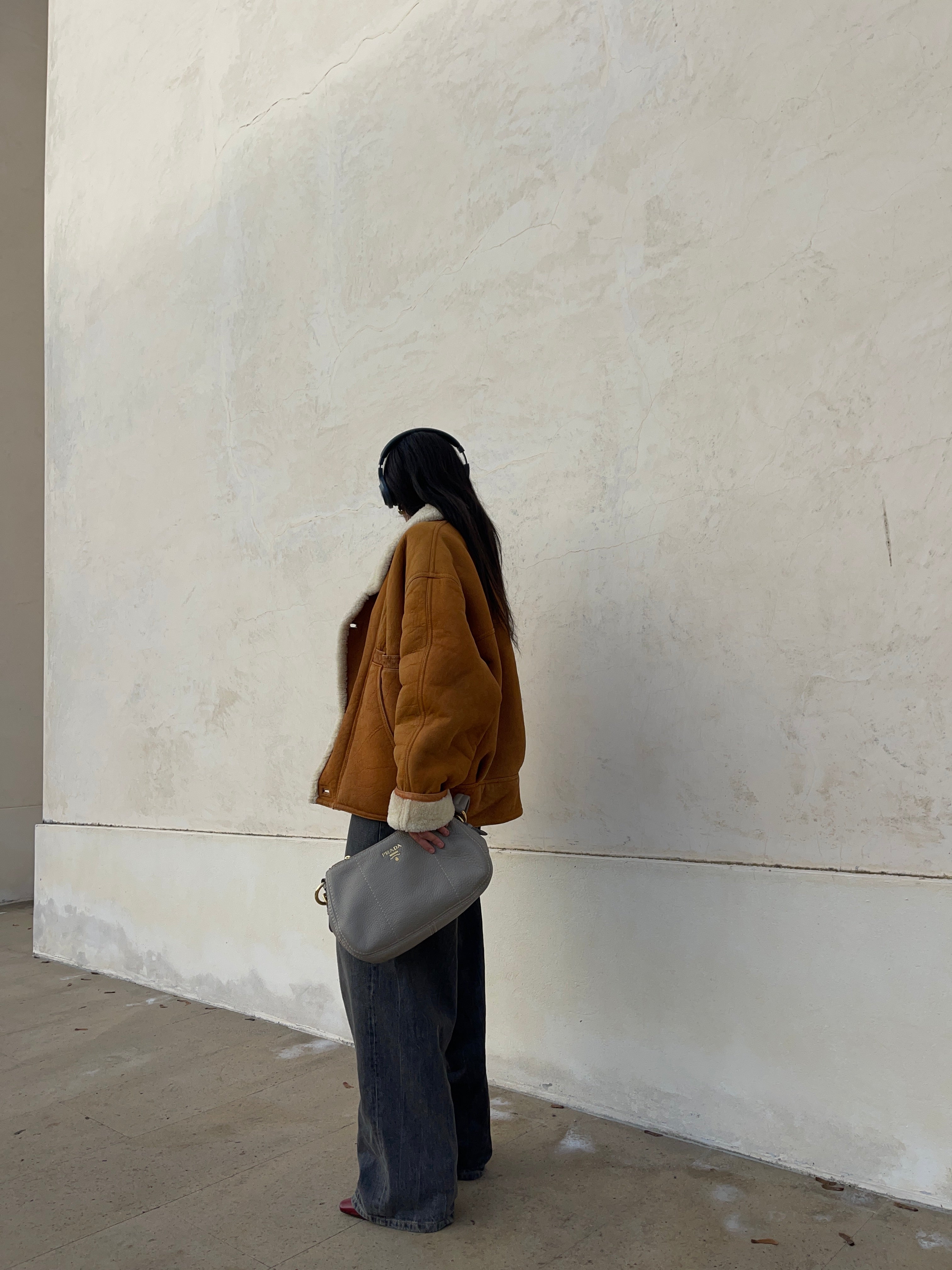 Vintage aviator shearling coat