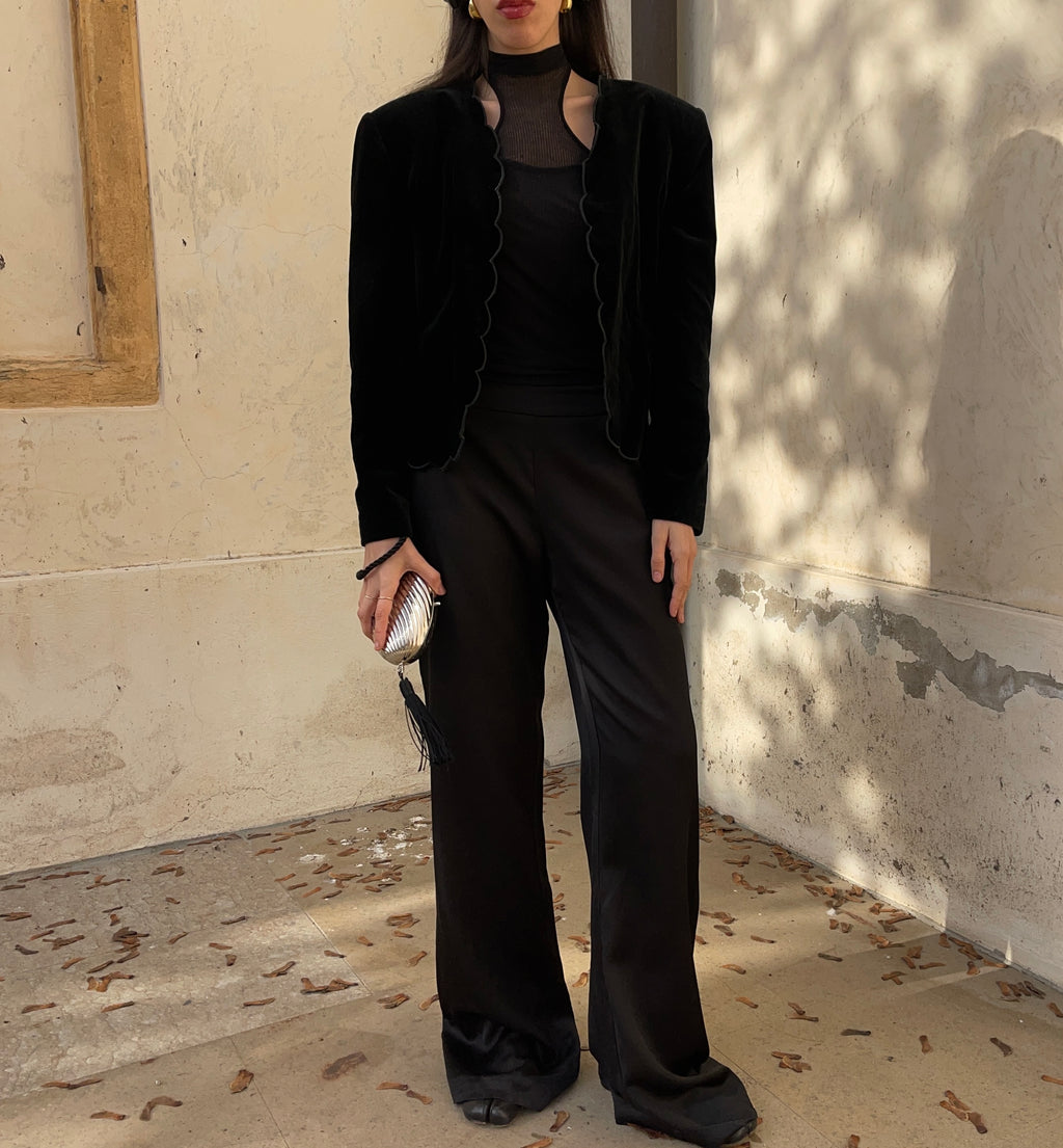 Scalloped velvet jacket
