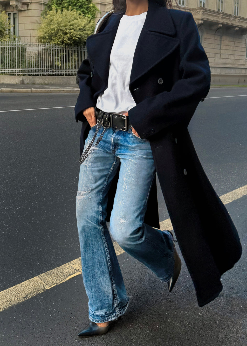 Blue double breast coat