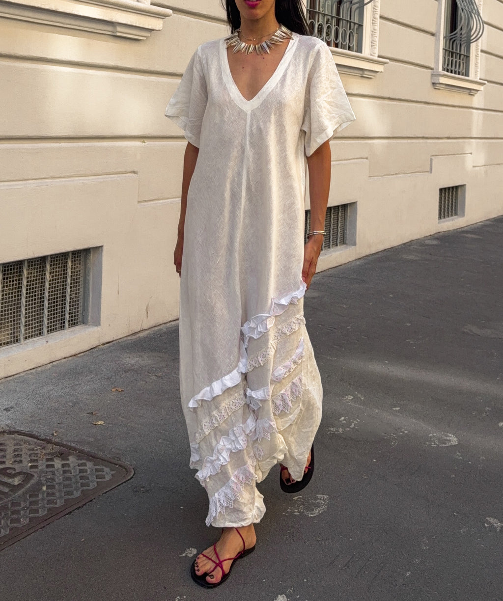 100 linen white dress