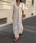 100 linen white dress