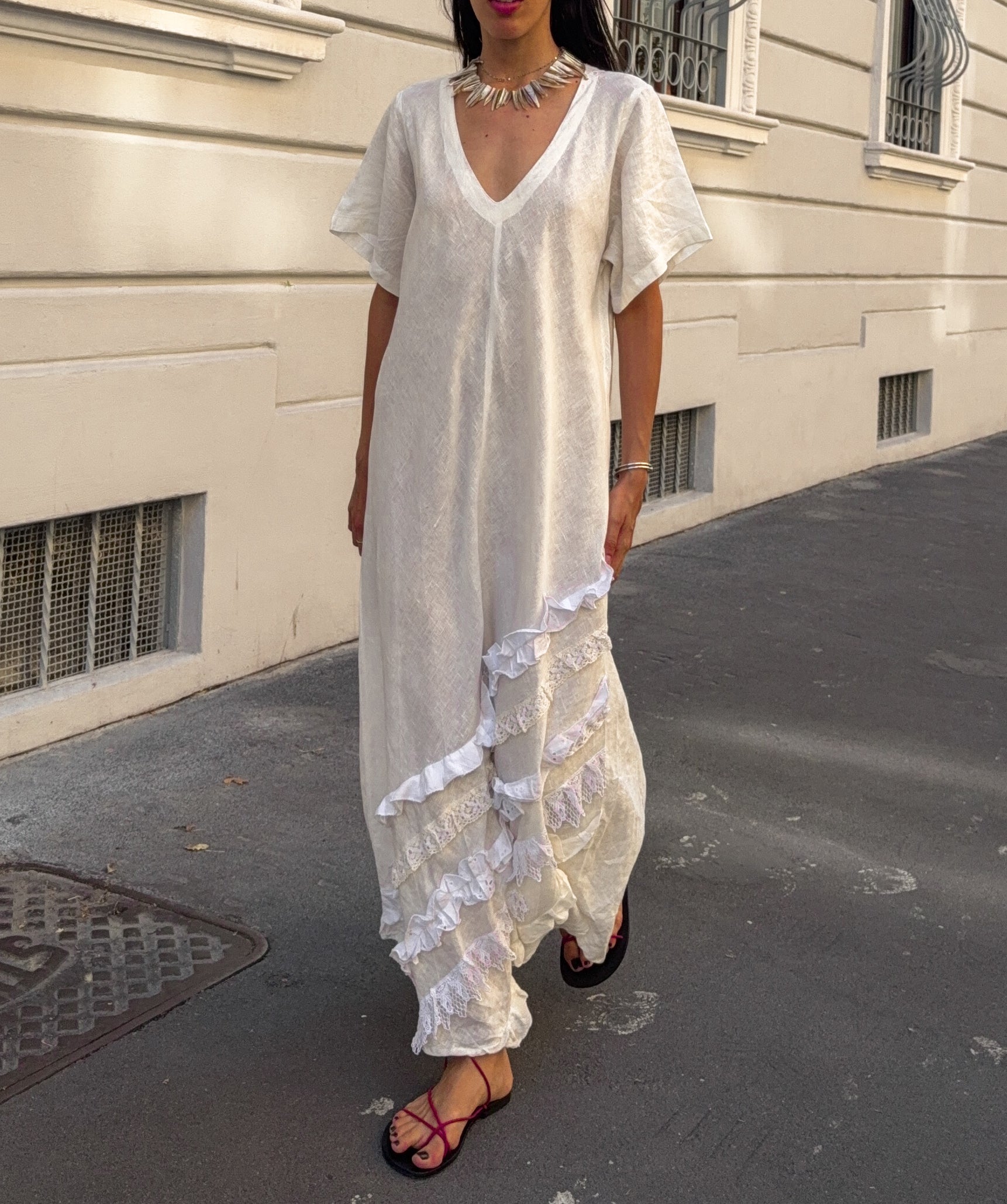 100 linen white dress