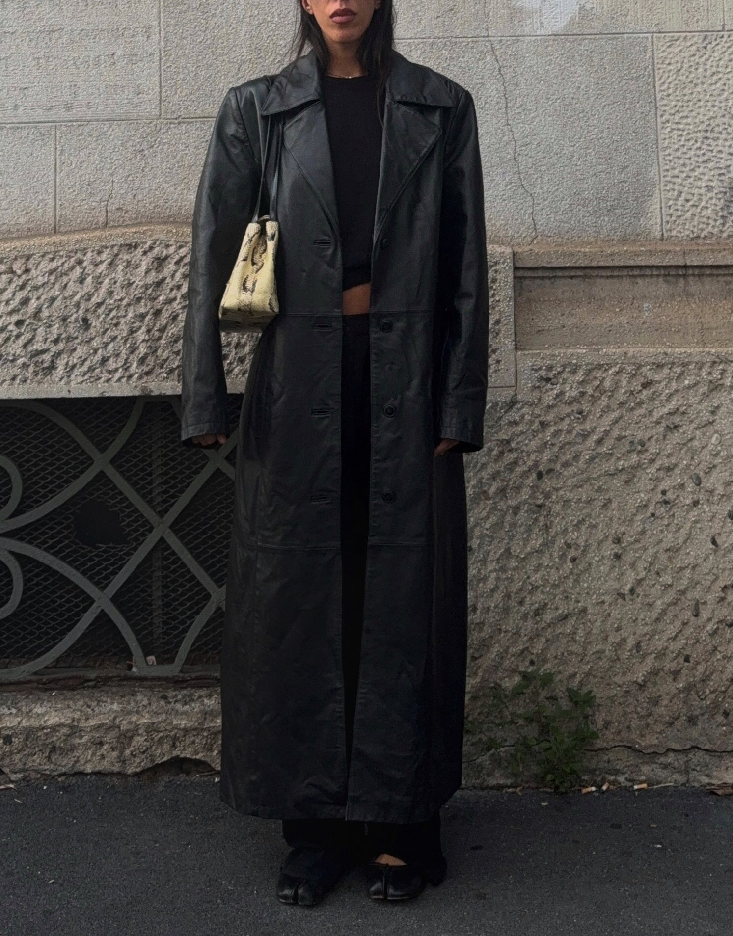 100% leather long coat
