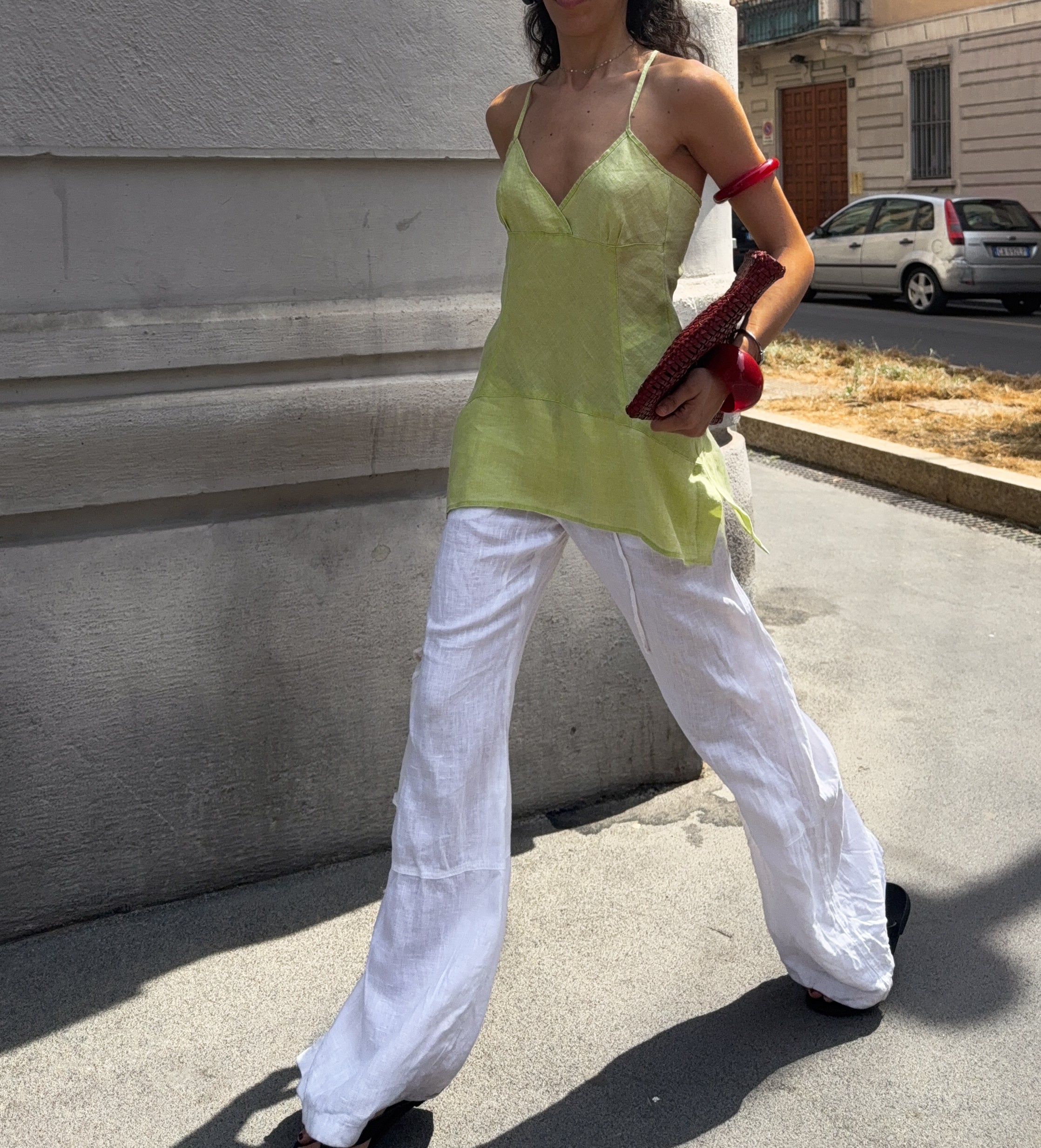 Lime linen top